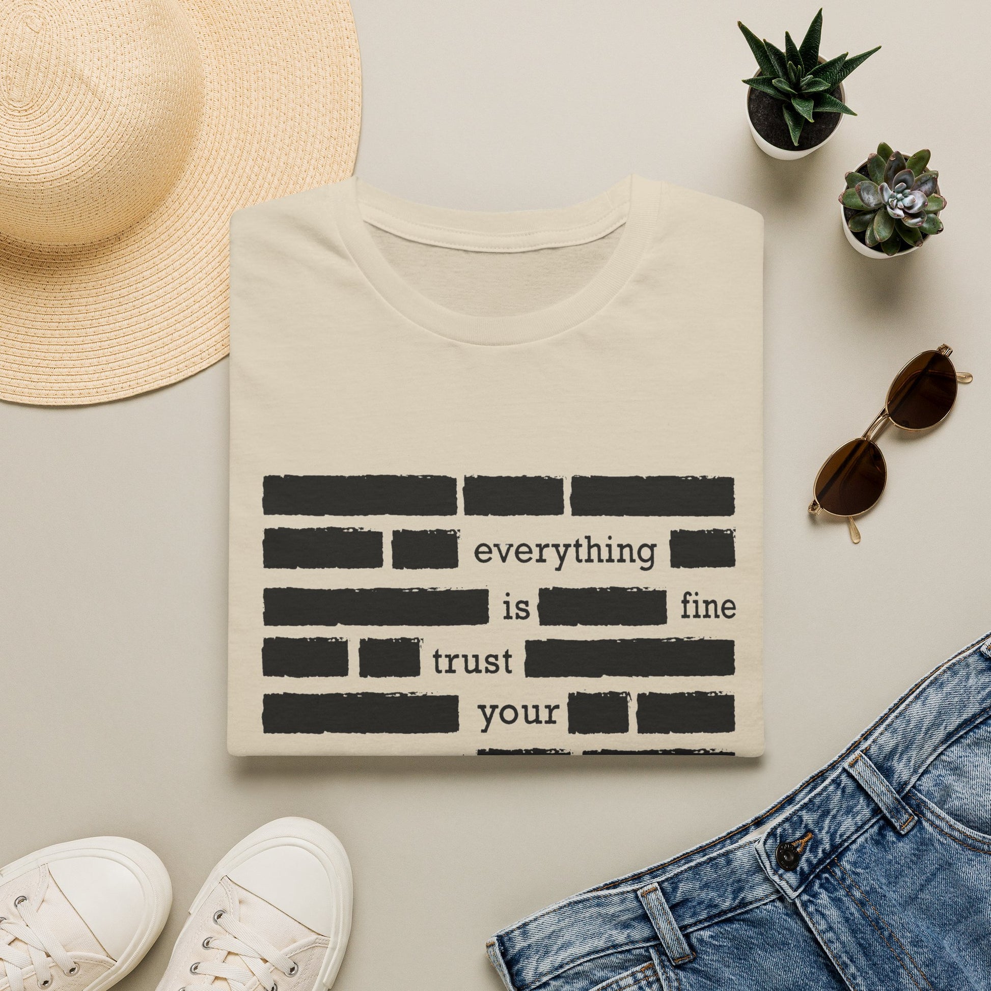 'Everything is Fine, Trust Your Government' Redacted Design Political Tee image 7